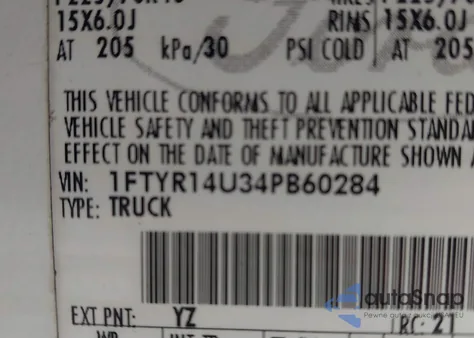 2004 Ford Ranger Super Cab из США, поврежденный, VIN 1FTYR14U34PB60284